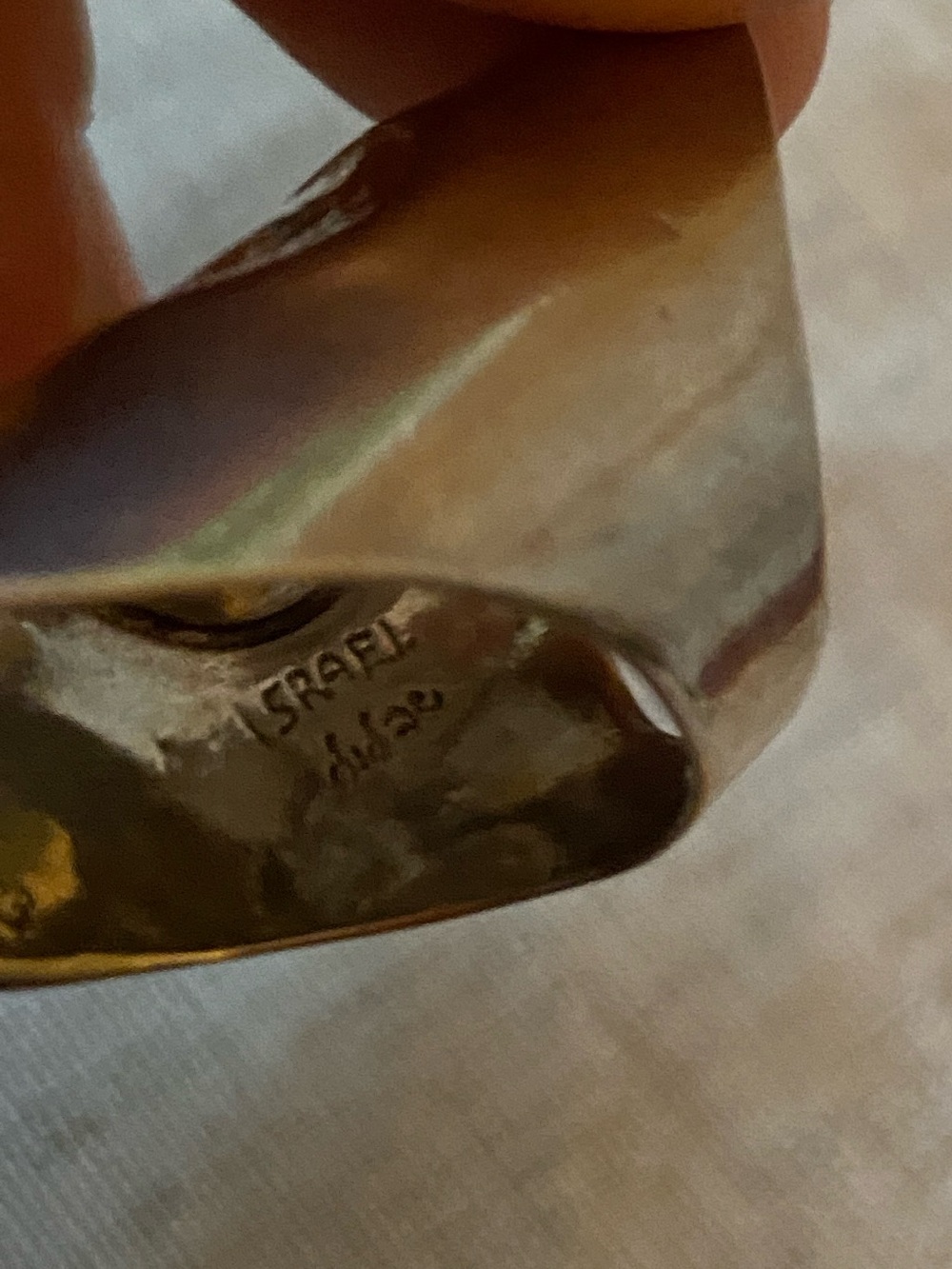 Hand Crafted Signed Silver Heart Accent Cigar band Statement Ring size 7 - Picture 3 of 4